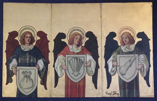 Percy Bacon of Hemming & Co Studies of angels holding armorials 17 x 9.25in., unframed